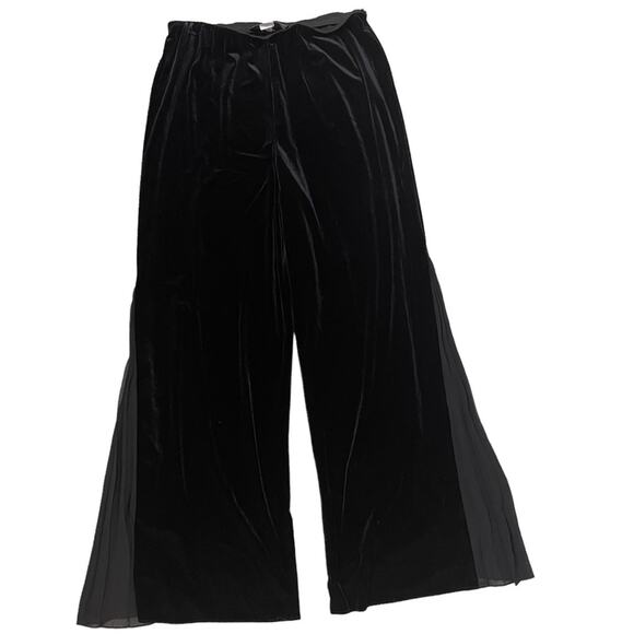 Alex Evenings Velvet Wide Leg Black Pleated High Waist Pants Size M - Picture 2 of 8